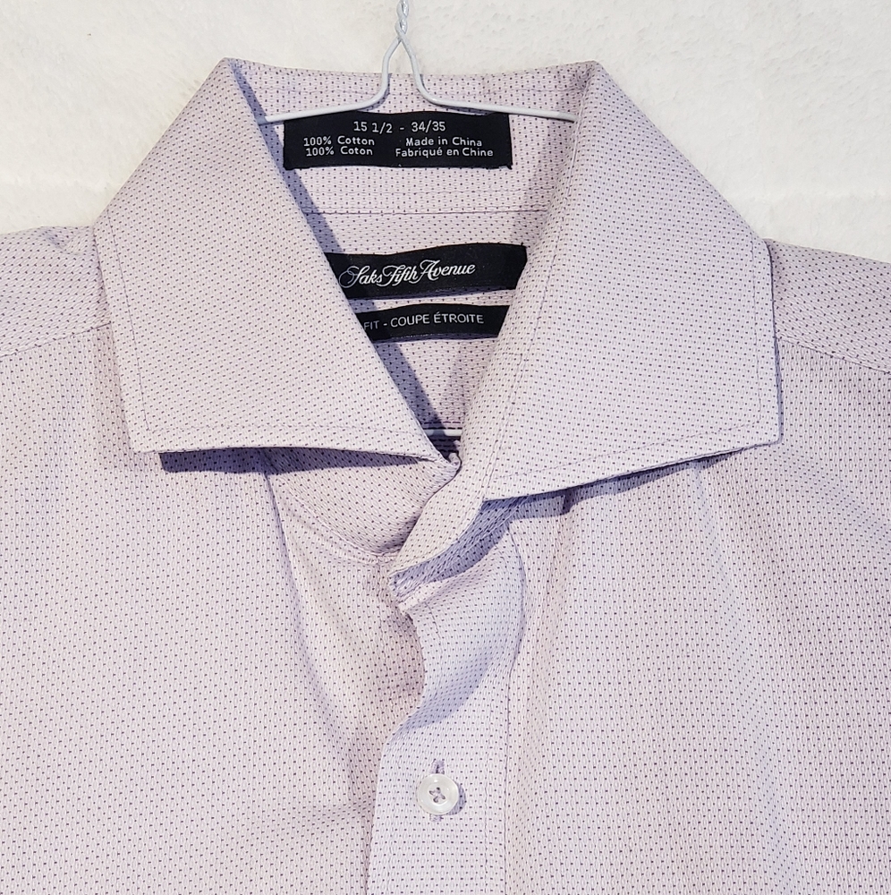 Saks Fifth Avenue collared slim fit 100% cotton